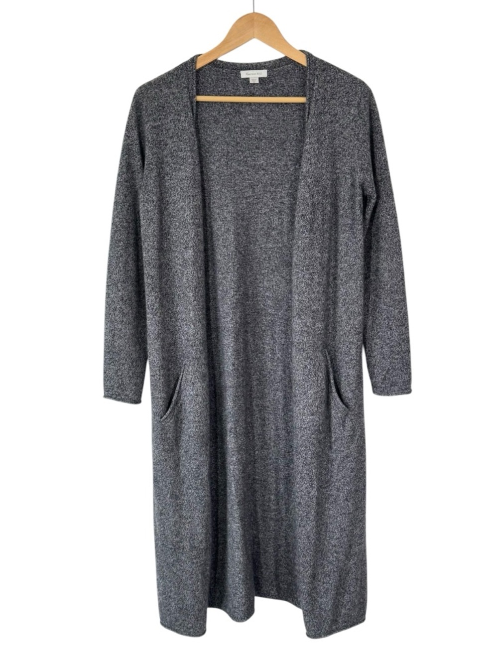 Garnet Hill Womens Marbled Open Front Long Duster Cashmere Cardigan Sweater XS